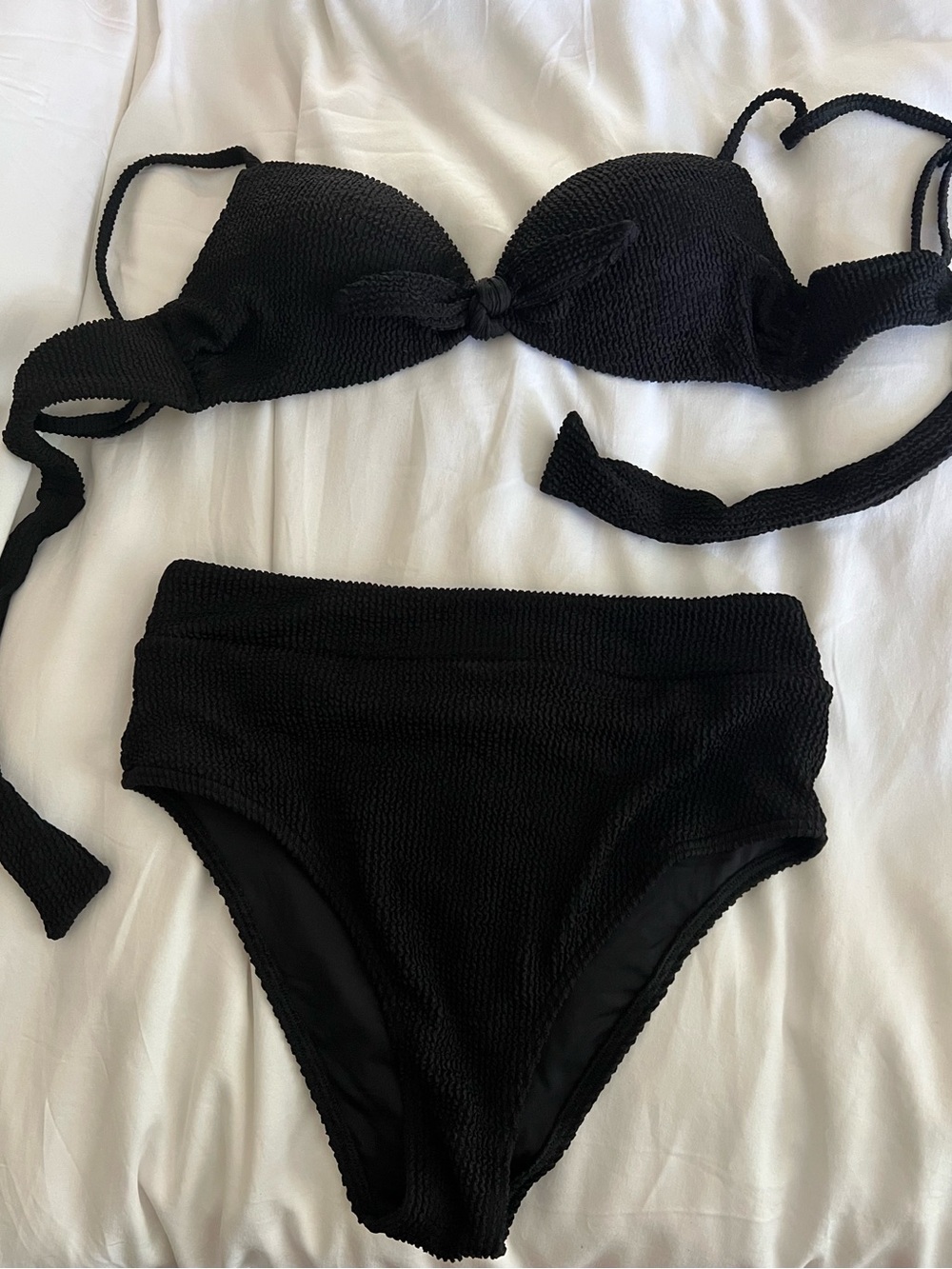 Somerfield Aruba High-Waist Bikini Bottom & Palma Tie-Front Top - Jet (Black)